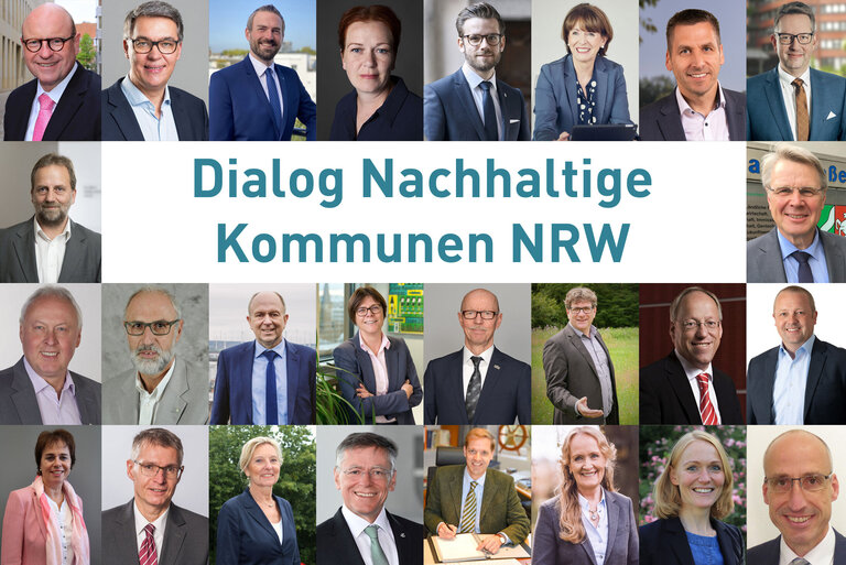 Collage mit Porträts der einzelnen Mitglieder des Dialogs Nachhaltige Kommunen NRW